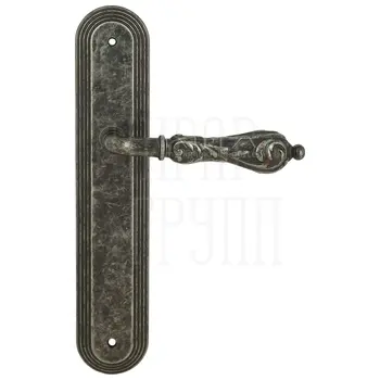 Дверная ручка Extreza 'GRETA' (Грета) 302 на планке PL05 античное серебро