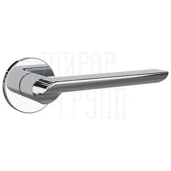 Дверная ручка Punto (Пунто) на круглой розетке 'STEP' полированный хром