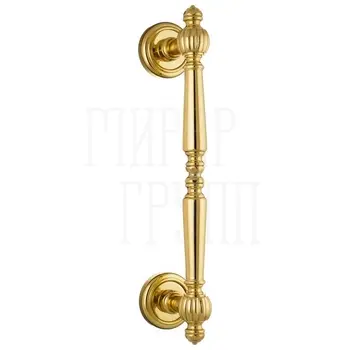 Ручка дверная скоба Extreza 'Daniel' (Даниель) 244 мм (195 мм) на круглых розетках R01 полированное золото