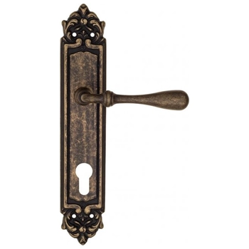 Дверная ручка Fratelli Cattini 'RETRO' на планке PL96 античная бронза (cyl)