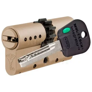Цилиндровый механизм ключ-ключ Mul-T-Lock Integrator 66 mm (28+10+28) латунь + шестерня