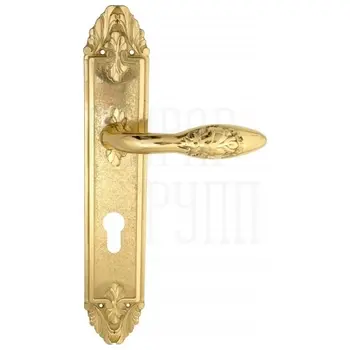 Дверная ручка Venezia 'CASANOVA' на планке PL90 полированная латунь (cyl)