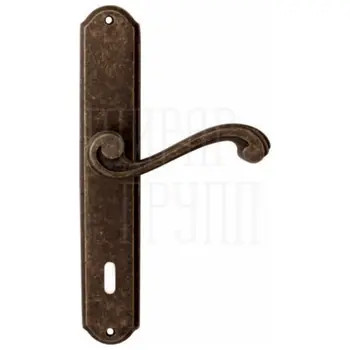 Дверная ручка на планке Melodia 225/131 'Cagliari' античная бронза (key)