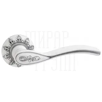 Дверные ручки Renz (Ренц) 'Флория' INDH 17-10 на круглой розетке супер белый + полированный хром