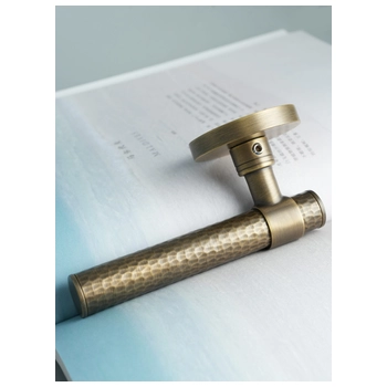 Дверная ручка из латуни Ghobestir 'PANTHER Collection' G008 на круглой розетке матовая бронза