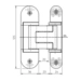 Петля скрытая универсальная Simonswerk TECTUS TE 311 3D FVZ44 (60/80 кг) для дверей со смещением, схема