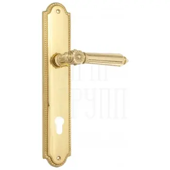 Дверная ручка Venezia 'CASTELLO' на планке PL98 полированная латунь (cyl)