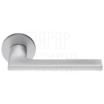 Дверная ручка на круглой розетке RUCETTI RAP 31 SLIM-R матовый хром