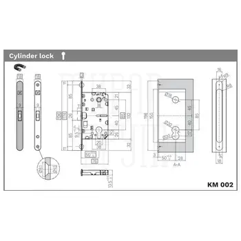 KM.002.CM.A.4.COV.BS Замок супертихий межкомнатный магнитный под цилиндр KOBLENZ Y85 с отв. планкой с плавным возвратом ручки в исх. п. черный
