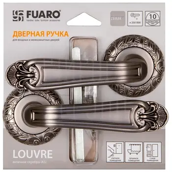 Дверная ручка на круглой розетке Fuaro (Фуаро) 'LOUVRE' SM/HD античное серебро