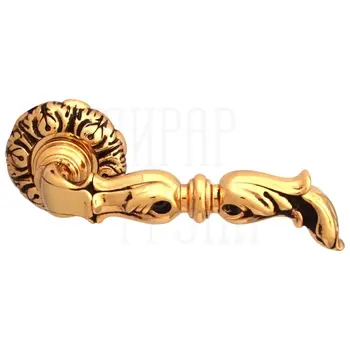 Дверная ручка на розетке Class 'Jumana' (60) золото 24к + коричневый