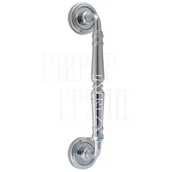 Ручка дверная скоба Extreza 'Petra' (Петра) 250 мм (205 мм) на круглых розетках R01 полированный хром