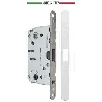 KM.003.CM.A.4.COV.XX Замок супертихий межкомнатный магнитный KOBLENZ WC96 под завертку с отв. планкой с плавным возвратом ручки в исх. п. белый