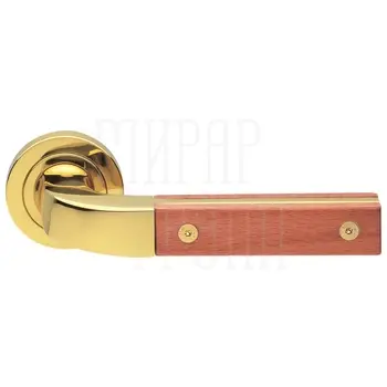 Дверные ручки на розетке Morelli Luxury 'Tree' золото со вставкой груши