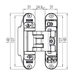Петля дверная скрытая KubiKuadra K3000 DXSX для дверей с притвором до 10 мм (45/60 кг), схема