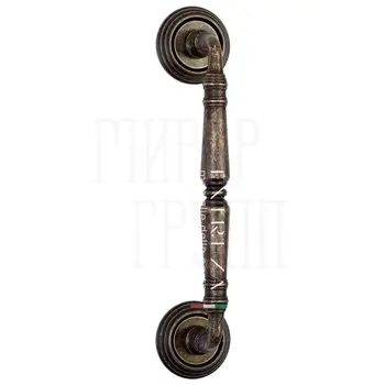 Ручка дверная скоба Extreza 'Petra' (Петра) 250 мм (205 мм) на круглых розетках R05 античная бронза