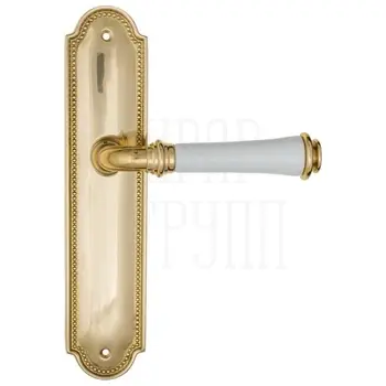 Дверная ручка Fratelli Cattini 'GRACIA CERAMICA BIANCO' на планке PL248 полированная латунь