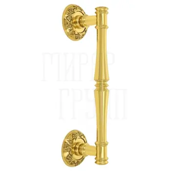 Ручка дверная скоба Extreza 'PIERO' на круглых розетках R04 полированная латунь