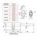 Цилиндровый механизм Punto (Пунто) (Z407/85) Z4007Tang85(50+10+25) со штоком, схема