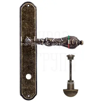 Дверная ручка Extreza 'GRETA' (Грета) 302 на планке PL01 античная бронза (wc)