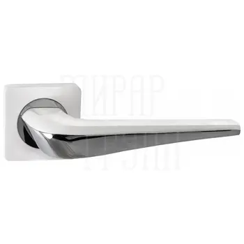 Дверные ручки Renz (Ренц) 'Фиоре' INDH 425-02 на квадратной розетке матовый супер белый/хром блестящий