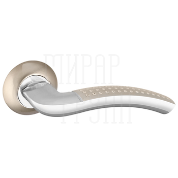 Дверная ручка Punto (Пунто) на круглой розетке 'LOGICA' TL матовый никель + хром (170 мм)