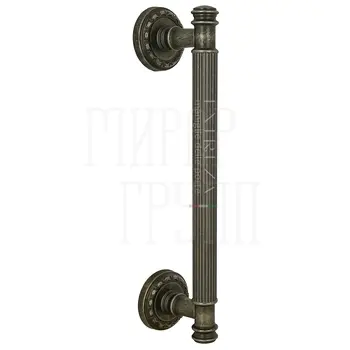 Ручка дверная скоба Extreza 'Benito' (Бенито) 275 мм (225 мм) на круглых розетках R02 античное серебро