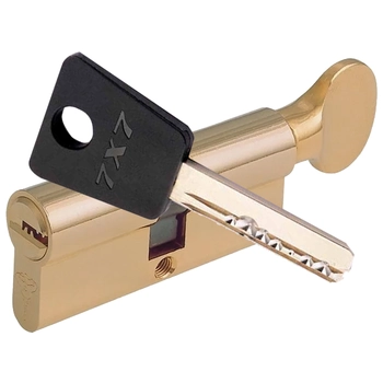 Цилиндровый механизм ключ-вертушка Mul-T-Lock 7x7 76 mm (38+10+28) латунь + флажок