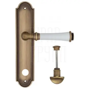 Дверная ручка Fratelli Cattini 'GRACIA CERAMICA BIANCO' на планке PL248 матовая бронза (wc-2)