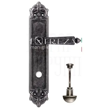 Дверная ручка Extreza 'LEON' (Леон) 303 на планке PL02 античное серебро (wc)