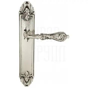 Дверная ручка Venezia 'MONTE CRISTO' на планке PL90 натуральное серебро