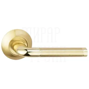 Дверная ручка на круглой розетке BUSSARE 'LINDO' A-34-10 золото + матовое золото