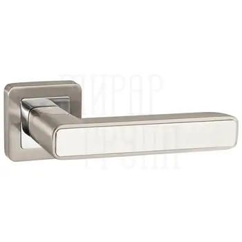 Дверная ручка Punto (Пунто) на квадратной розетке 'MARS' QR матовый никель + белый