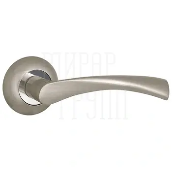 Дверная ручка Punto (Пунто) на круглой розетке 'CRONA' TL матовый никель + хром