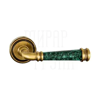Дверная ручка на розетке CROWN 702 MALACHITE/PВ R малахит/полированная латунь
