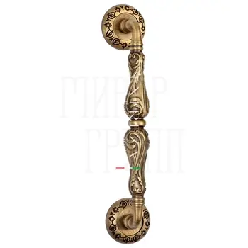 Ручка дверная скоба Extreza 'Greta' (Грета) на круглых розетках R04 матовая бронза