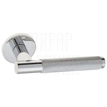 Дверная ручка Fratelli 'UNA X' 7 FS на круглой розетке полированный хром