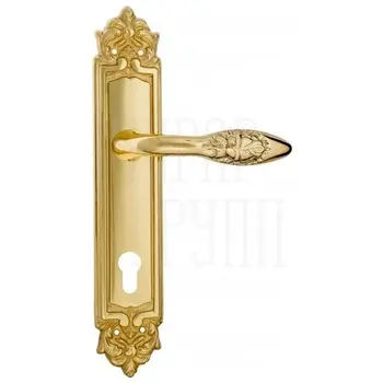 Дверная ручка Venezia 'CASANOVA' на планке PL96 полированная латунь (cyl)