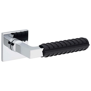 Дверная ручка на квадратной розетке Tupai 4210 5S Q полированный хром + черный