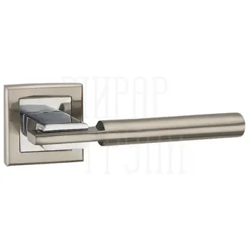 Дверная ручка Punto (Пунто) на квадратной розетке 'CITY' QL матовый никель + хром