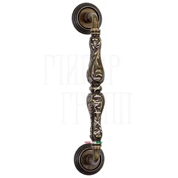 Ручка дверная скоба Extreza 'Greta' (Грета) на круглых розетках R05 античная бронза
