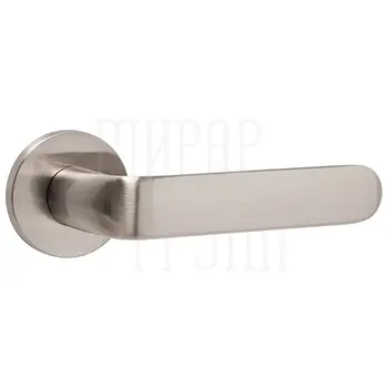 Дверная ручка Punto (Пунто) на круглой розетке 'EXTRA' матовый никель