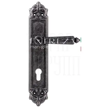Дверная ручка Extreza 'LEON' (Леон) 303 на планке PL02 античное серебро (cyl)
