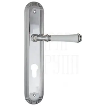 Дверная ручка Fratelli Cattini 'GRACIA CERAMICA BIANCO' на планке PL288 полированный хром (cyl)