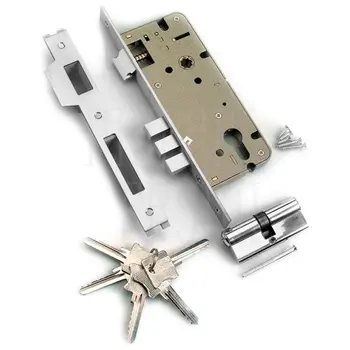 Замок врезной с защелкой Archie L01-45-70 ключ-ключ (англ.) хром