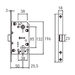 Защелка врезная бесшумная под евро-цилиндр Archie LP 5112-CL, схема