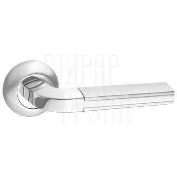 Дверные ручки Renz (Ренц) 'Адриано' INDH 84-08 на круглой розетке никель матовый/никель блестящий