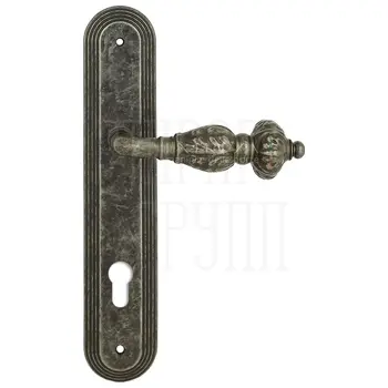 Дверная ручка Extreza 'TESLA' (Тесла) 315 на планке PL05 античное серебро (cyl)