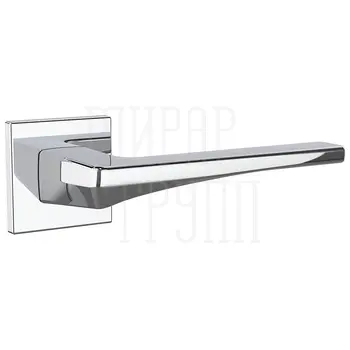 Дверная ручка Punto (Пунто) на квадратной розетке 'ELEN' полированный хром