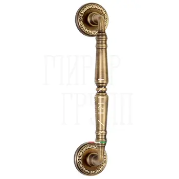 Ручка дверная скоба Extreza 'Petra' (Петра) 250 мм (205 мм) на круглых розетках R06 матовая бронза